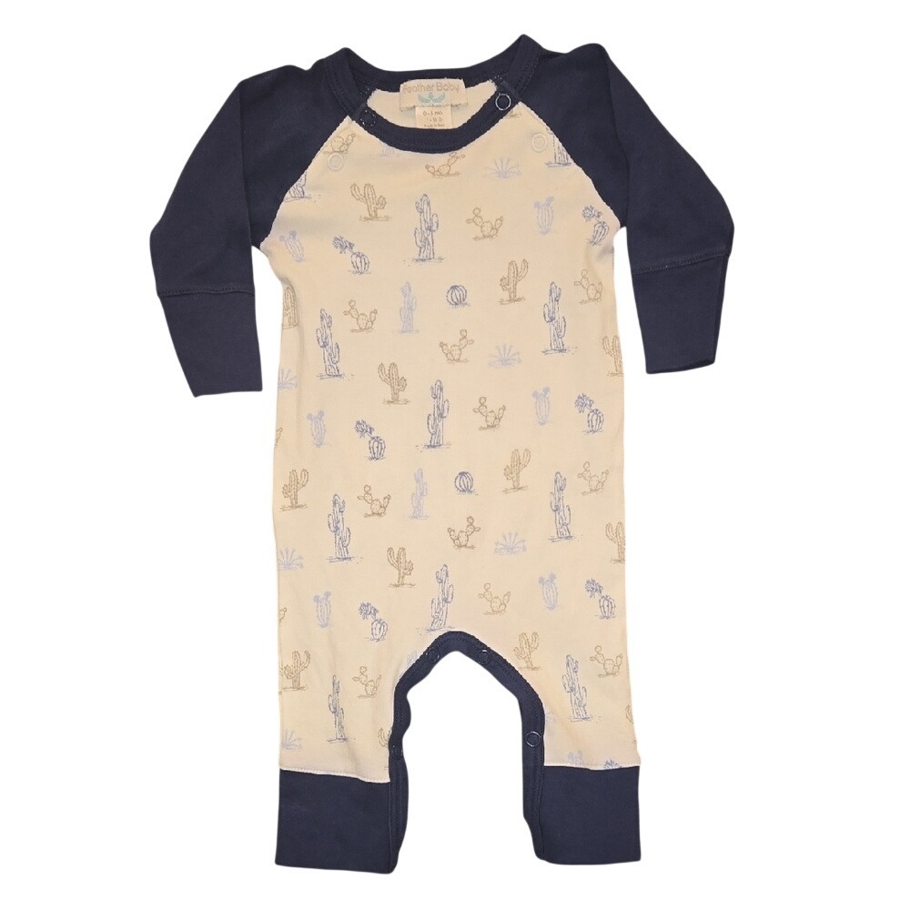 Feather Baby Boy Bodysuit 0-3 Months 100% Pima Cotton‎ Cactus Print Long Sleeve